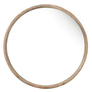 Homeroots 28" Natural Rustic Brown Wood Frame Round Wall Mounted Accent Mirror  Fir Wood 485002