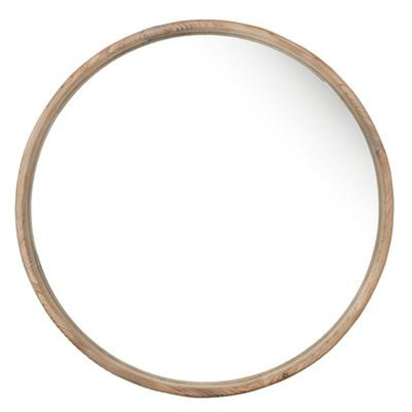 Homeroots 28" Natural Rustic Brown Wood Frame Round Wall Mounted Accent Mirror  Fir Wood 485002