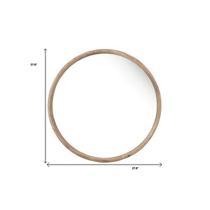 Homeroots 28" Natural Rustic Brown Wood Frame Round Wall Mounted Accent Mirror  Fir Wood 485002