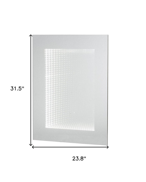 HomeRoots 32" Silver Lighted Frame Accent Mirror - Modern Elegance for Any Room, Ideal for Versatile Décor Choices 485003