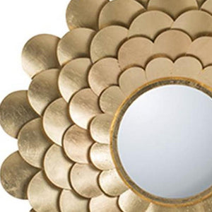 Homeroots 32" Gold Scalloped Iron Framed Round Accent Mirror  Iron 485006