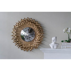 Homeroots 27" Gold Sunburst Iron Framed Accent Mirror  Iron 485007
