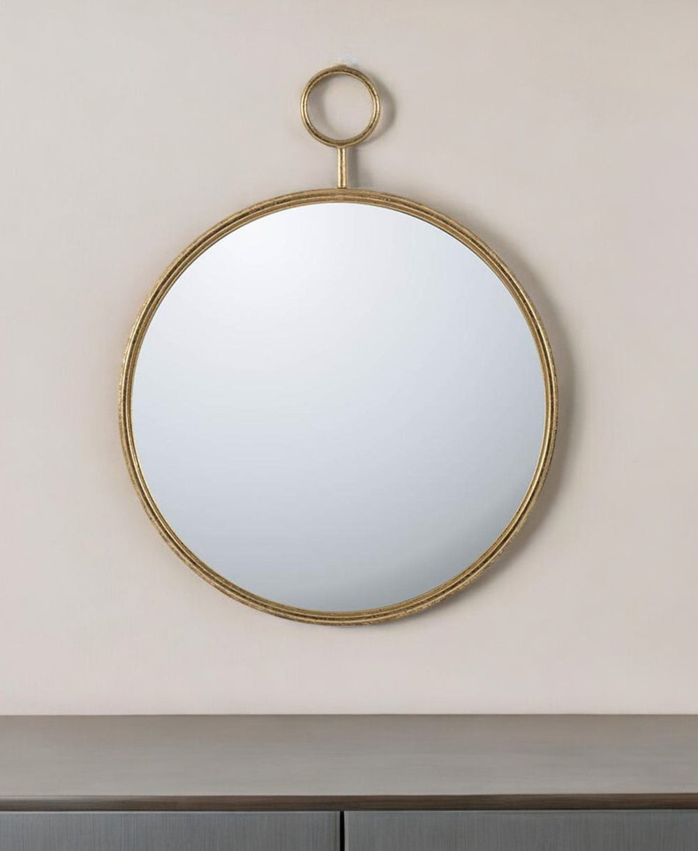 Homeroots 32" Gold Round Iron Framed Accent Mirror  Iron 485008