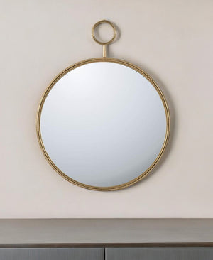 Homeroots 32" Gold Round Iron Framed Accent Mirror  Iron 485008