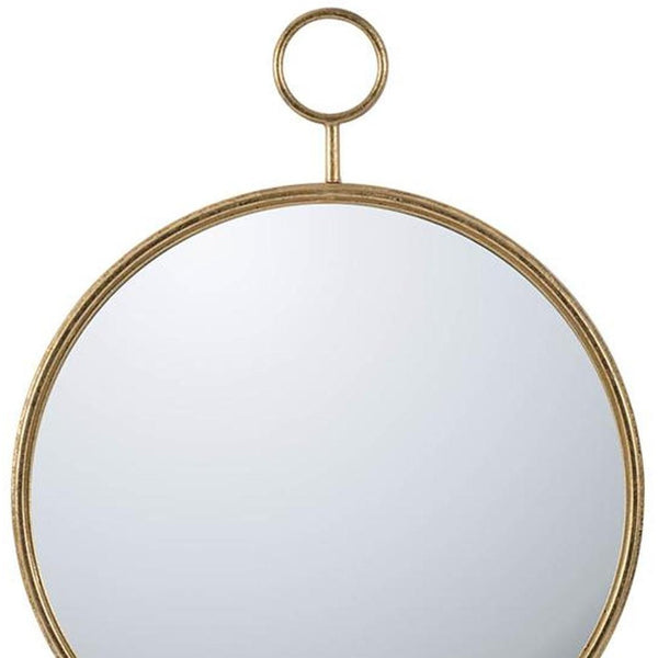 Homeroots 32" Gold Round Iron Framed Accent Mirror  Iron 485008