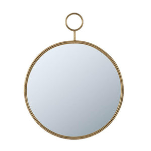 Homeroots 28" Gold Round Iron Framed Accent Mirror  Iron 485009