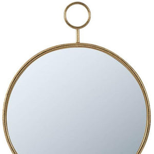 Homeroots 28" Gold Round Iron Framed Accent Mirror  Iron 485009