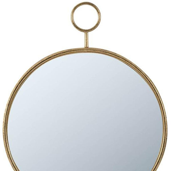 Homeroots 28" Gold Round Iron Framed Accent Mirror  Iron 485009