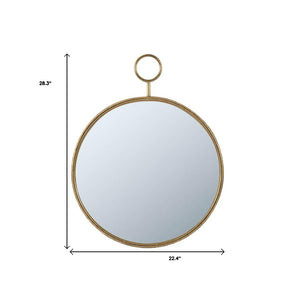 Homeroots 28" Gold Round Iron Framed Accent Mirror  Iron 485009