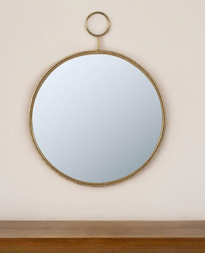 Homeroots 28" Gold Round Iron Framed Accent Mirror  Iron 485009