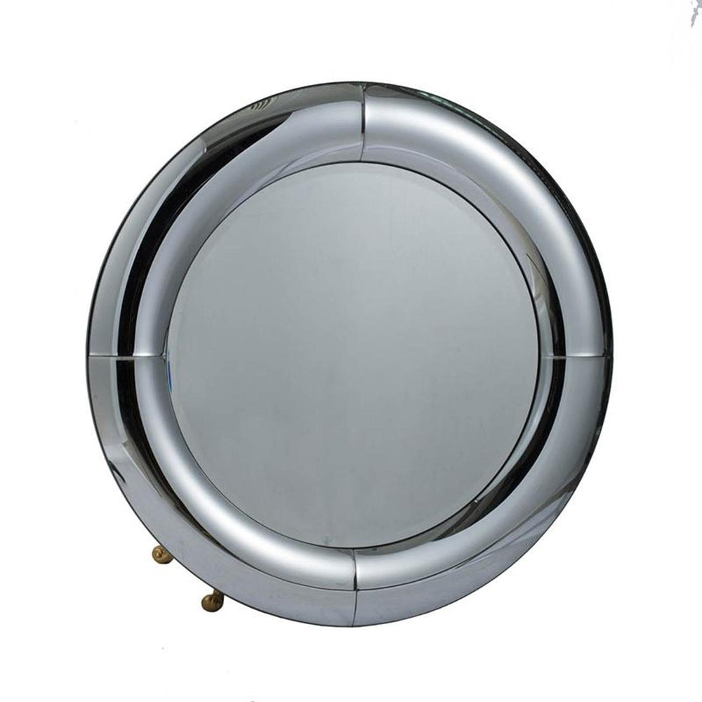Homeroots 32" Silver Round Curved Frame Accent Mirror  50% Silver Mirror,50% Mdf 485011