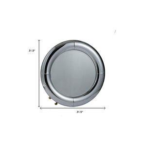 HomeRoots 32" Silver Round Curved Frame Accent Mirror – Modern-Retro Style for Home, Office & Entryway Decor 485011