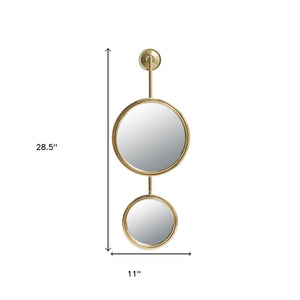 Homeroots 29" Gold Round Iron Framed Accent Mirror  60% Iron,30% Mirror,10% Mdf 485012