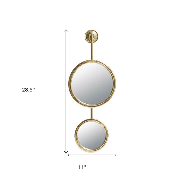 Homeroots 29" Gold Round Iron Framed Accent Mirror  60% Iron,30% Mirror,10% Mdf 485012