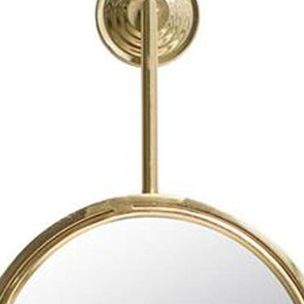 Homeroots 29" Gold Round Iron Framed Accent Mirror  60% Iron,30% Mirror,10% Mdf 485012