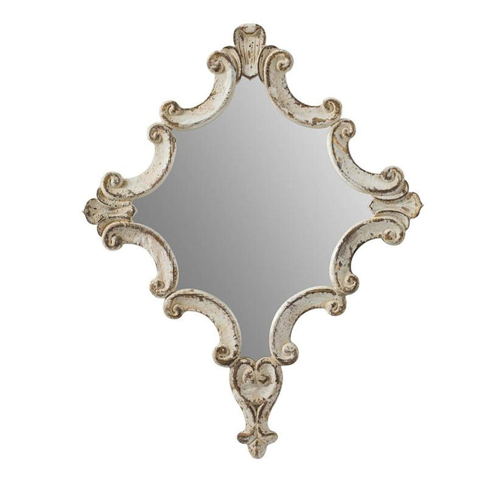 Homeroots 30" White Diamond Solid Wood Framed Accent Mirror  Fir Wood 485017