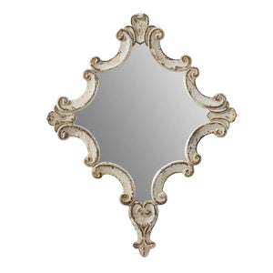 Homeroots 30" White Diamond Solid Wood Framed Accent Mirror  Fir Wood 485017