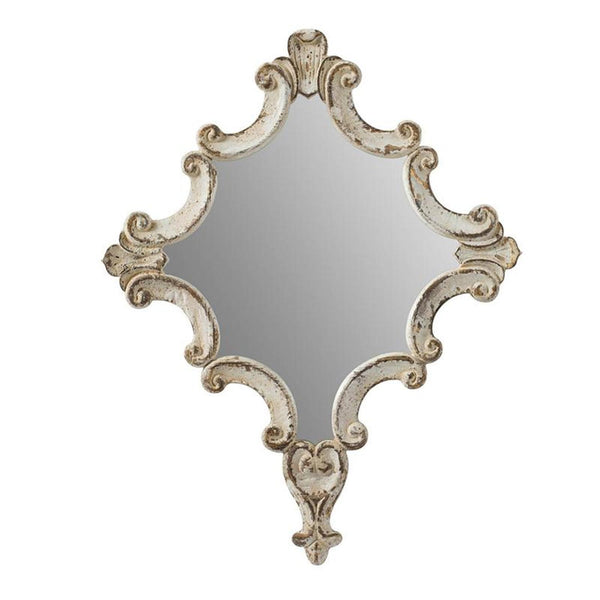 Homeroots 30" White Diamond Solid Wood Framed Accent Mirror  Fir Wood 485017