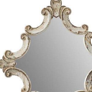 Homeroots 30" White Diamond Solid Wood Framed Accent Mirror  Fir Wood 485017