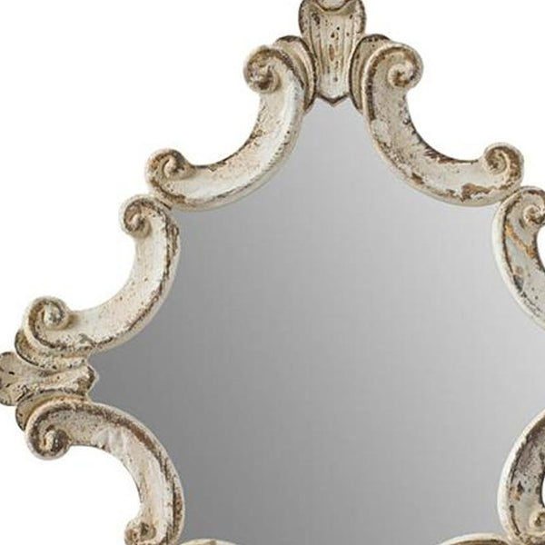 Homeroots 30" White Diamond Solid Wood Framed Accent Mirror  Fir Wood 485017