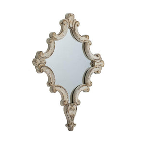 Homeroots 30" White Diamond Solid Wood Framed Accent Mirror  Fir Wood 485017