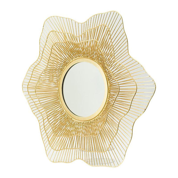 Homeroots 27" Gold Floral Sunburst Iron Framed Accent Mirror  Iron 485019