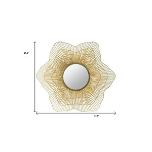 Homeroots 27" Gold Floral Sunburst Iron Framed Accent Mirror  Iron 485019