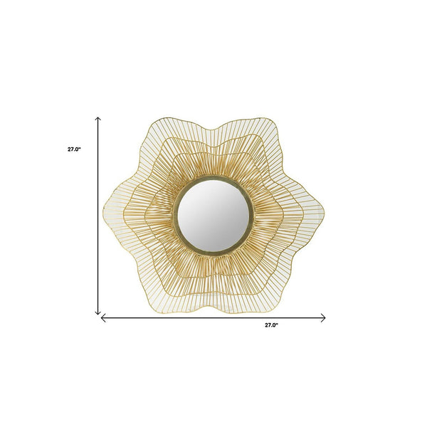 Homeroots 27" Gold Floral Sunburst Iron Framed Accent Mirror  Iron 485019