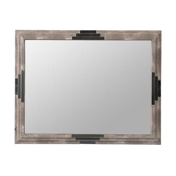 Homeroots 28" Gray Framed Accent Mirror  Mdf 485022