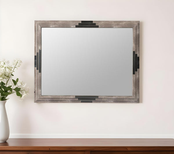 Homeroots 28" Gray Framed Accent Mirror  Mdf 485022
