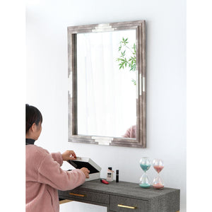 Homeroots 28" Gray Framed Accent Mirror  Mdf 485022