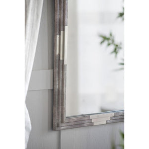 Homeroots 28" Gray Framed Accent Mirror  Mdf 485022