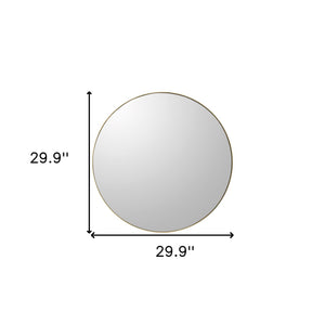 Homeroots 30" Gold Round Framed Accent Mirror  Mdf 485031
