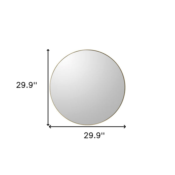 Homeroots 30" Gold Round Framed Accent Mirror  Mdf 485031