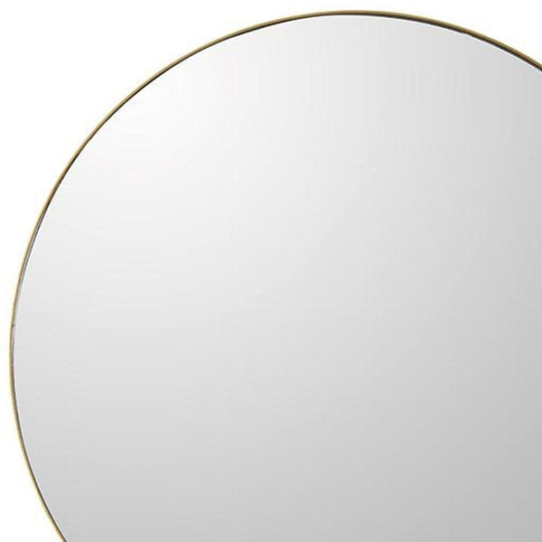 Homeroots 30" Gold Round Framed Accent Mirror  Mdf 485031