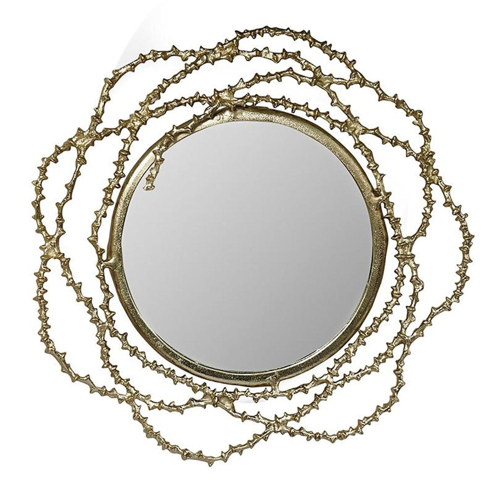 Homeroots 34" Antiqued Gold Abstract Scalloped Aluminum Framed Accent Mirror  Aluminum 485033