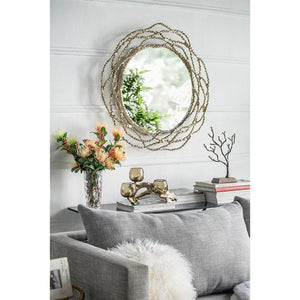 Homeroots 34" Antiqued Gold Abstract Scalloped Aluminum Framed Accent Mirror  Aluminum 485033