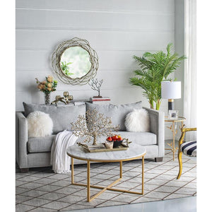 Homeroots 34" Antiqued Gold Abstract Scalloped Aluminum Framed Accent Mirror  Aluminum 485033