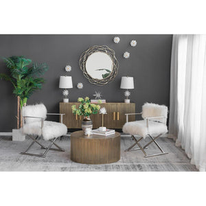 Homeroots 34" Antiqued Gold Abstract Scalloped Aluminum Framed Accent Mirror  Aluminum 485033