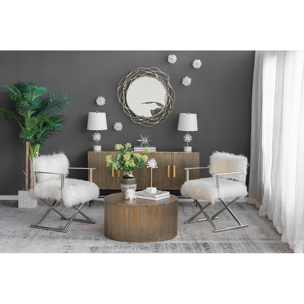 Homeroots 34" Antiqued Gold Abstract Scalloped Aluminum Framed Accent Mirror  Aluminum 485033