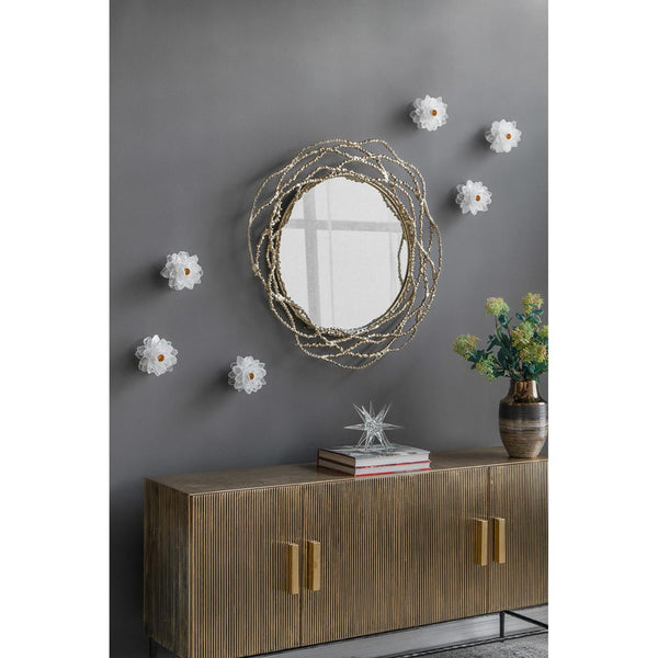 Homeroots 34" Antiqued Gold Abstract Scalloped Aluminum Framed Accent Mirror  Aluminum 485033