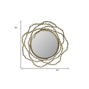 Homeroots 34" Antiqued Gold Abstract Scalloped Aluminum Framed Accent Mirror  Aluminum 485033