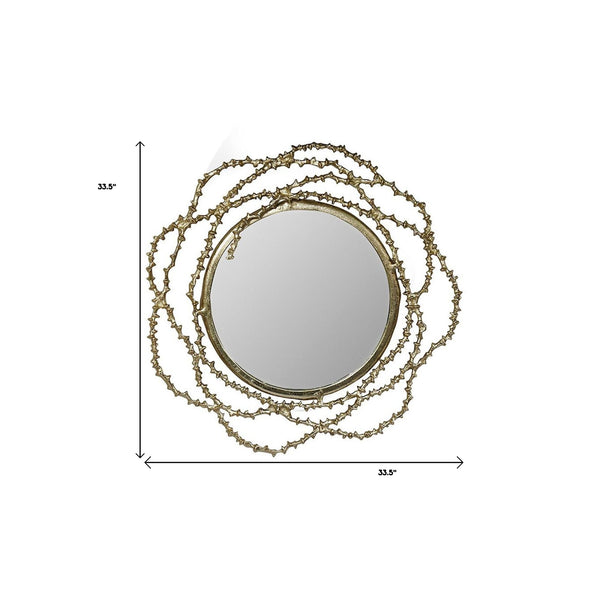 Homeroots 34" Antiqued Gold Abstract Scalloped Aluminum Framed Accent Mirror  Aluminum 485033