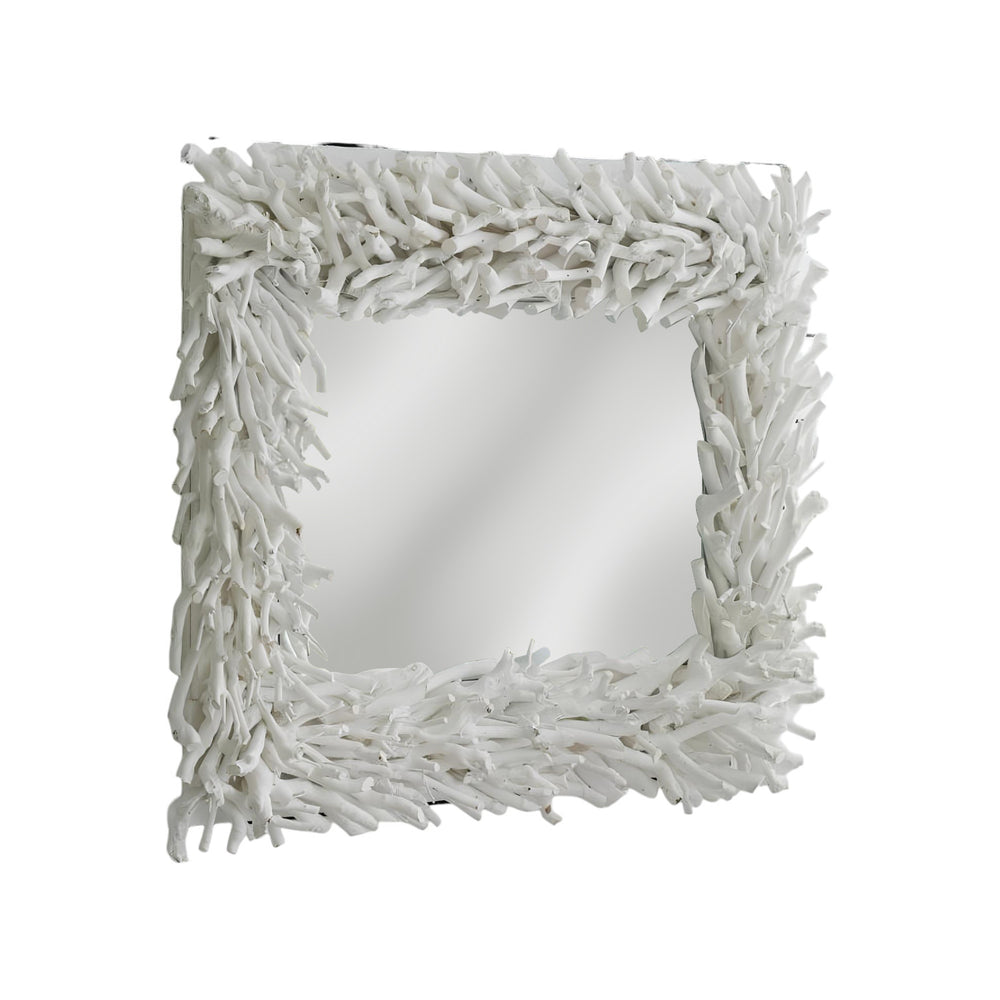 Homeroots 28" White Framed Accent Mirror  Plywood 485035