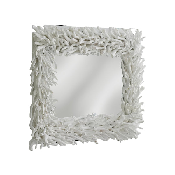 Homeroots 28" White Framed Accent Mirror  Plywood 485035