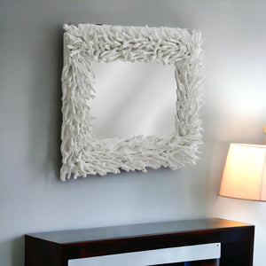 Homeroots 28" White Framed Accent Mirror  Plywood 485035