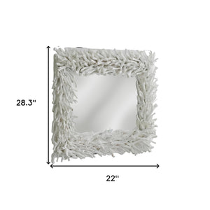 Homeroots 28" White Framed Accent Mirror  Plywood 485035