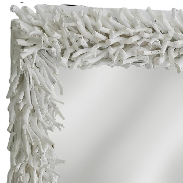 Homeroots 28" White Framed Accent Mirror  Plywood 485035