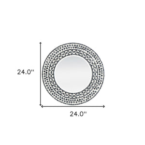 Homeroots 24" Black And White Round Manufactured Wood And Shell Framed Accent Mirror  40% Mdf,40% Glass,20% Capiz 485036