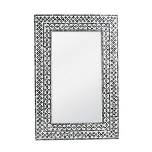 Homeroots 36" Black And White Manufactured Wood And Shell Framed Accent Mirror  40% Mdf,40% Glass,20% Capiz 485037